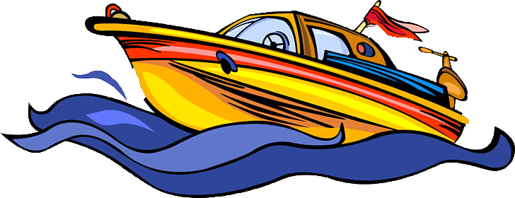 Das Maskottchen der Motorbootschule — ein fröhliches gelbes Motorboot